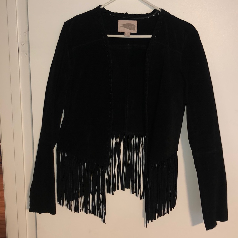Unlined Suede Fringe Jacket